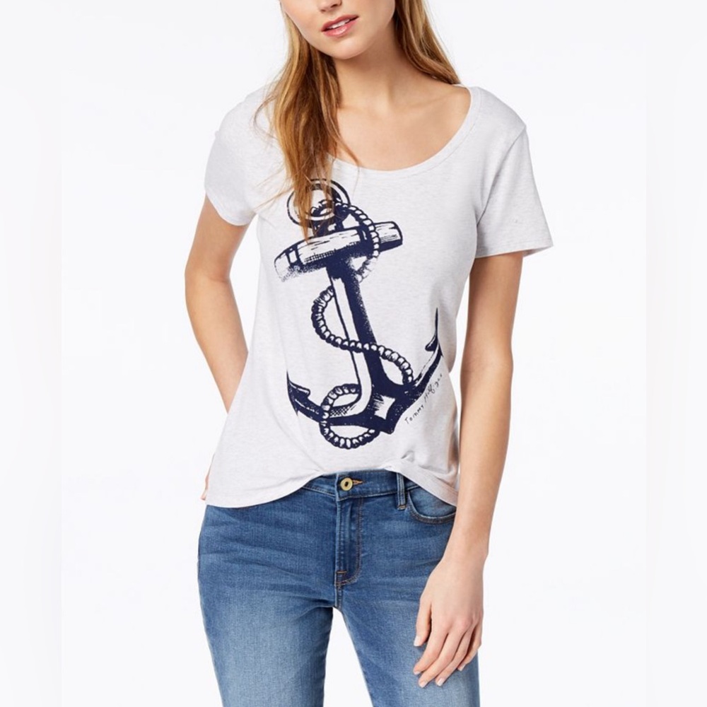 Tommy Hilfiger Grey Anchor-Print T-Shirt